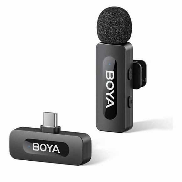 Boya Other - BOYA BY-V10 Wireless Microphones for iPhone 17/16/15 & Android/Laptop with USB-C